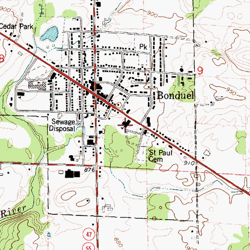 Topographic Map of Saint Paul Lutheran School, WI