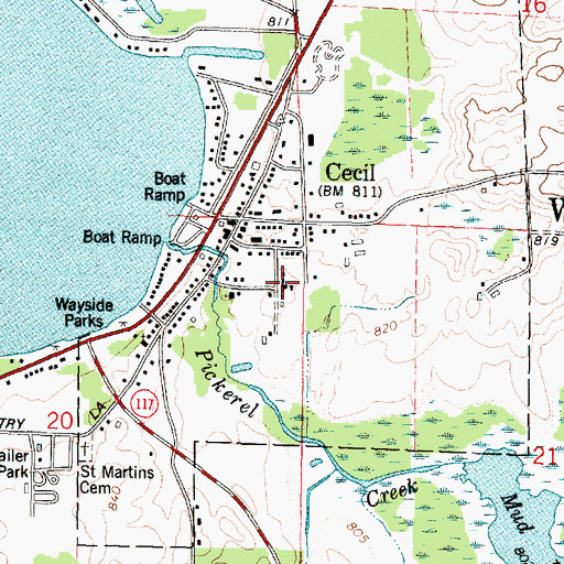Topographic Map of Wolf River Lutheran High School, WI