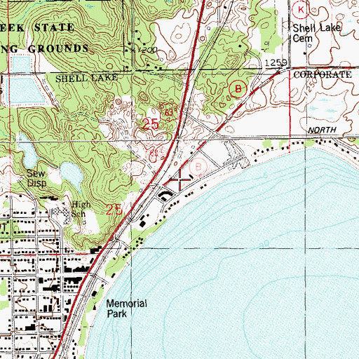 Topographic Map of Wisconsin Indianhead Technical College, WI