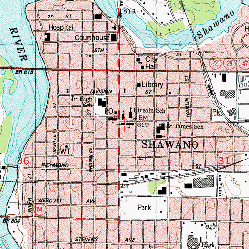 Topographic Map of Sacred Heart Catholic School, WI