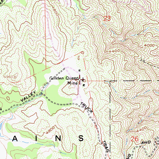 Topographic Map of Golden Queen Mine, CA