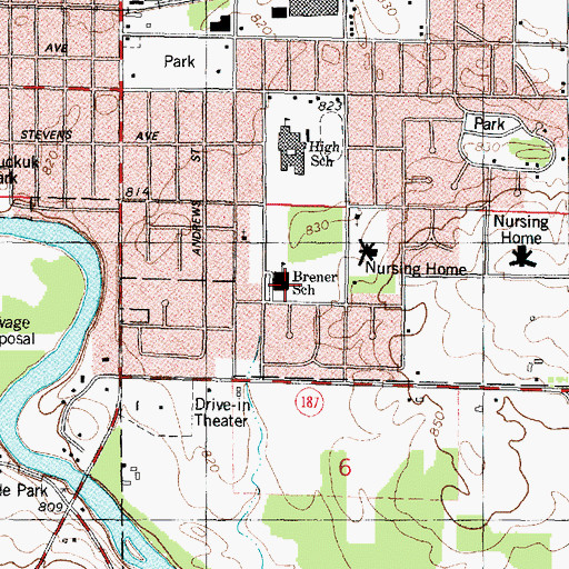 Topographic Map of Brener Elementary School, WI