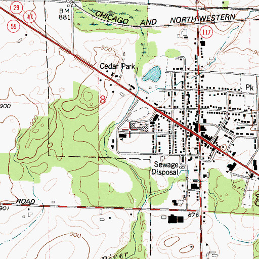 Topographic Map of Bonduel High School, WI