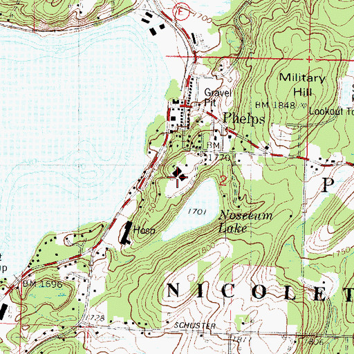 Topographic Map of Phelps Elementary School, WI