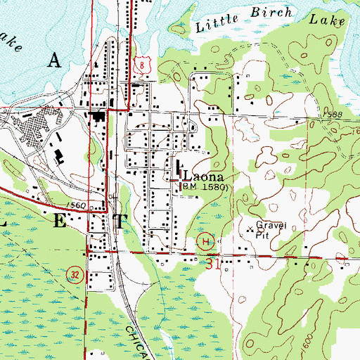 Topographic Map of Laona High School, WI