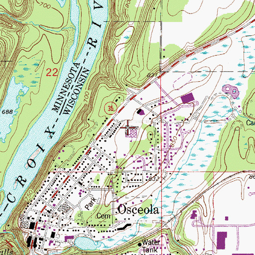 Topographic Map of Osceola Charter Preschool, WI