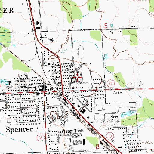 Topographic Map of Spencer Elementary School, WI