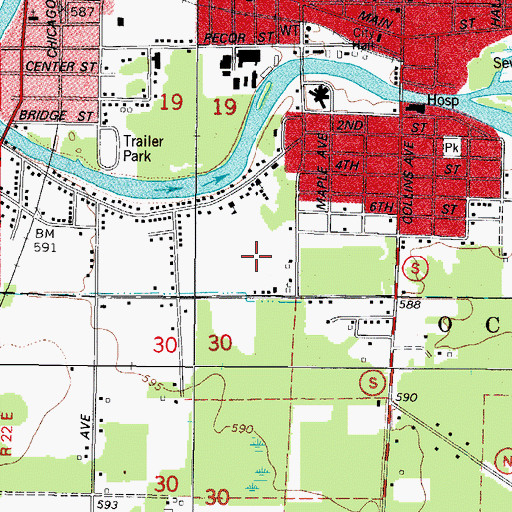 Topographic Map of Oconto Elementary School, WI