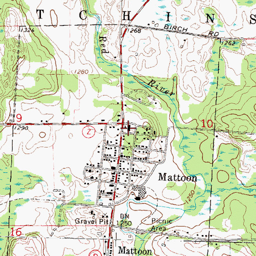 Topographic Map of Mattoon Elementary School, WI
