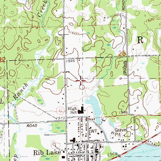 Topographic Map of Rib Lake Elementary School, WI