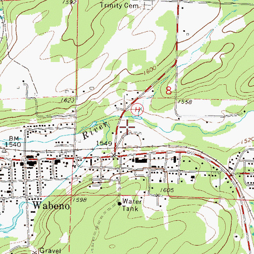 Topographic Map of Wabeno Elementary School, WI