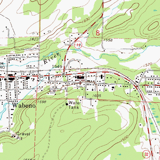 Topographic Map of Wabeno High School, WI