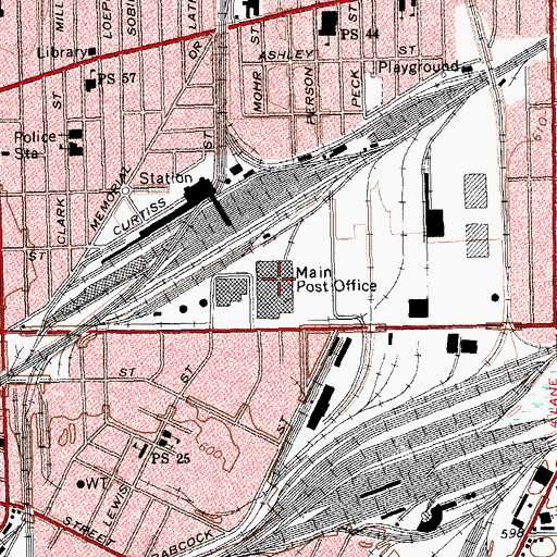 Topographic Map of Buffalo Post Office, NY