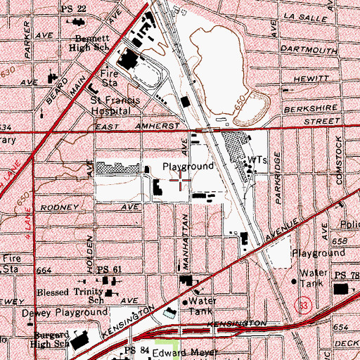 Topographic Map of Central Park Post Office, NY
