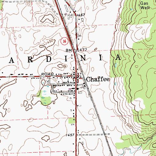 Topographic Map of Chaffee Post Office, NY