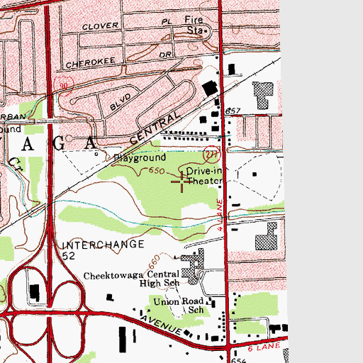 Topographic Map of Cheektowaga Post Office, NY