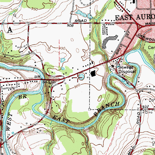 Topographic Map of East Aurora Post Office, NY