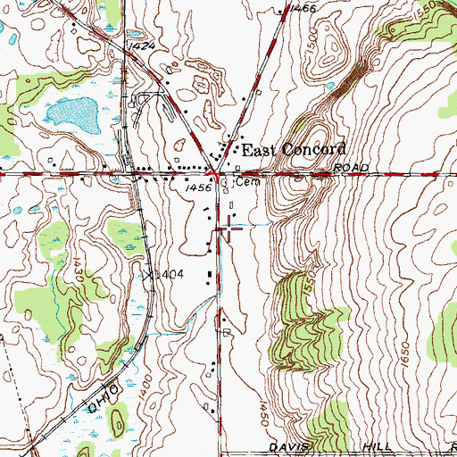 Topographic Map of East Concord Post Office, NY