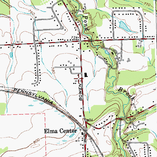 Topographic Map of Elma Post Office, NY