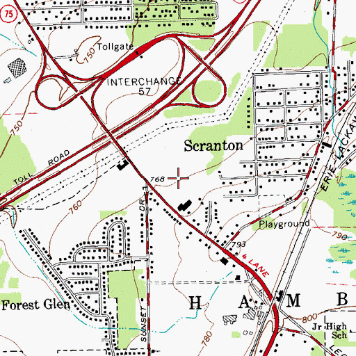 Topographic Map of Hamburg Post Office, NY