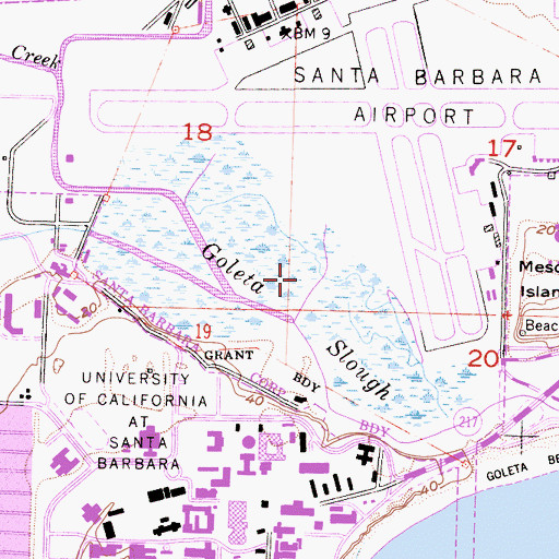 Topographic Map of Goleta Slough, CA