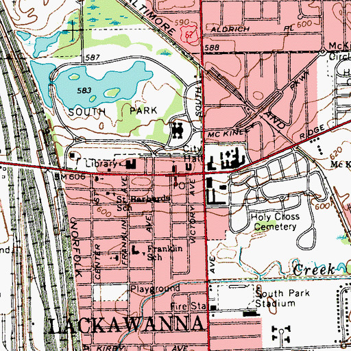 Topographic Map of Lackawanna Post Office, NY
