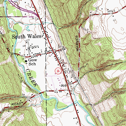 Topographic Map of South Wales Post Office, NY