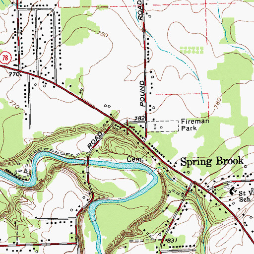 Topographic Map of Spring Brook Post Office, NY