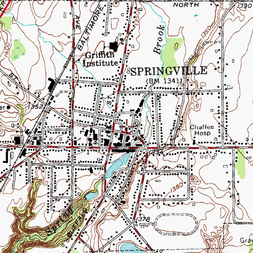 Topographic Map of Springville Post Office, NY