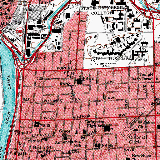 Topographic Map of Buffalo Post Office West Side Station, NY