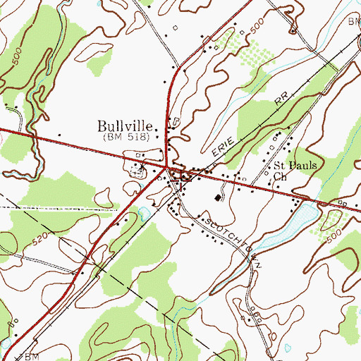 Topographic Map of Bullville Post Office, NY