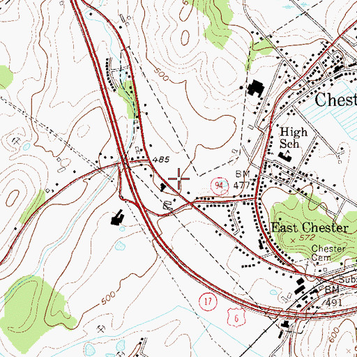 Topographic Map of Chester Post Office, NY