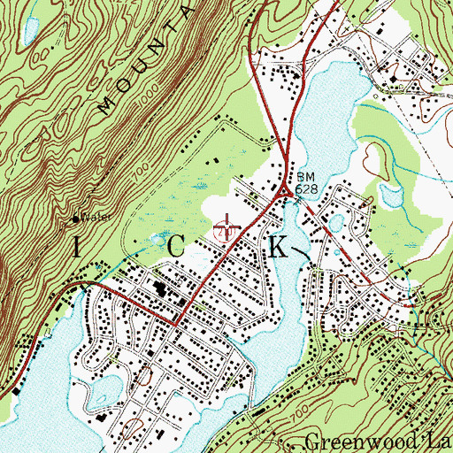 Topographic Map of Greenwood Lake Post Office, NY