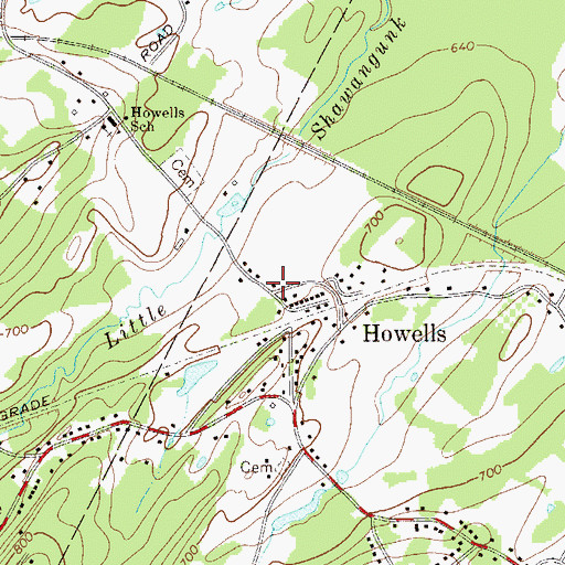 Topographic Map of Howells Post Office, NY