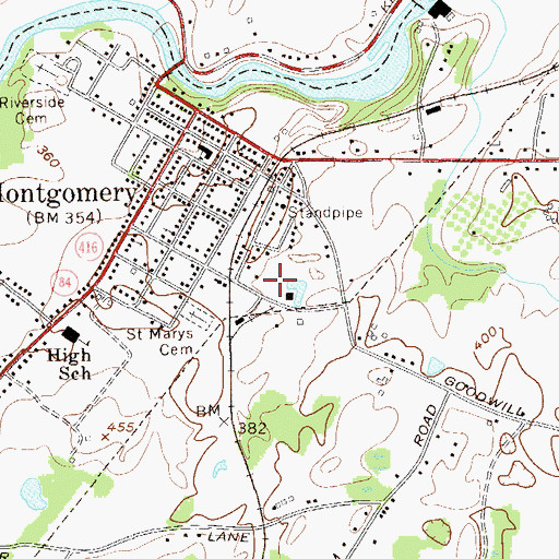 Topographic Map of Montgomery Post Office, NY