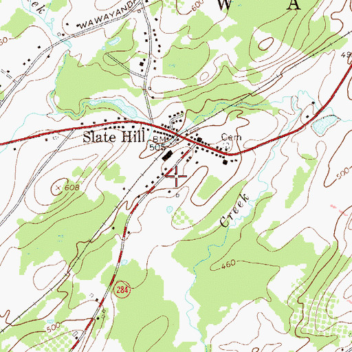 Topographic Map of Slate Hill Post Office, NY
