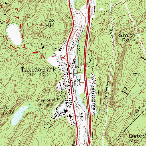 Topographic Map of Tuxedo Park Post Office, NY