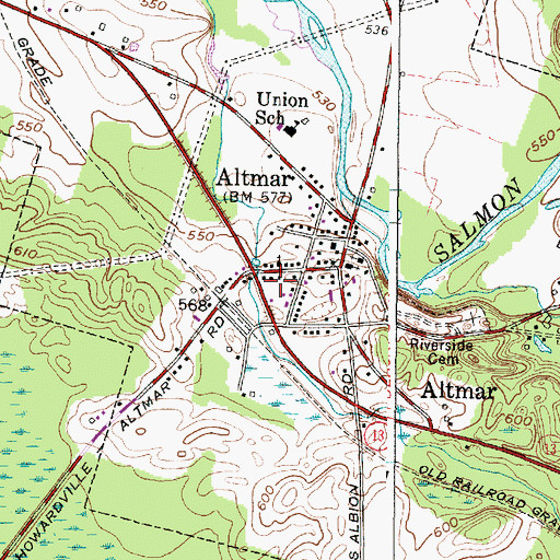 Topographic Map of Altmar Post Office, NY
