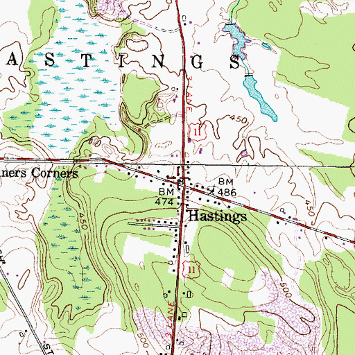 Topographic Map of Hastings Post Office, NY