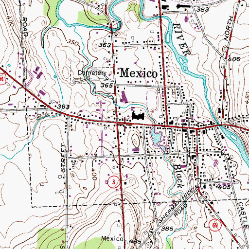 Topographic Map of Mexico Post Office, NY