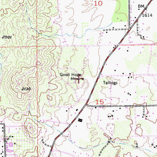 Topographic Map of Good Hope Mine, CA