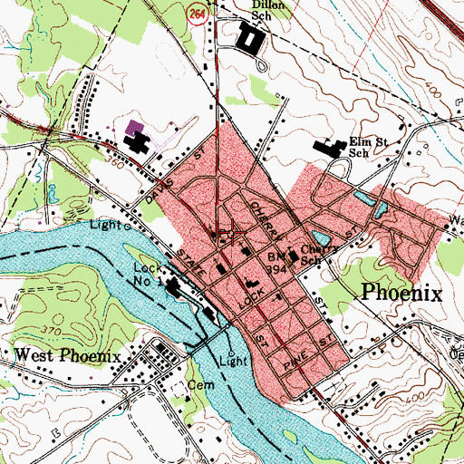 Topographic Map of Phoenix Post Office, NY