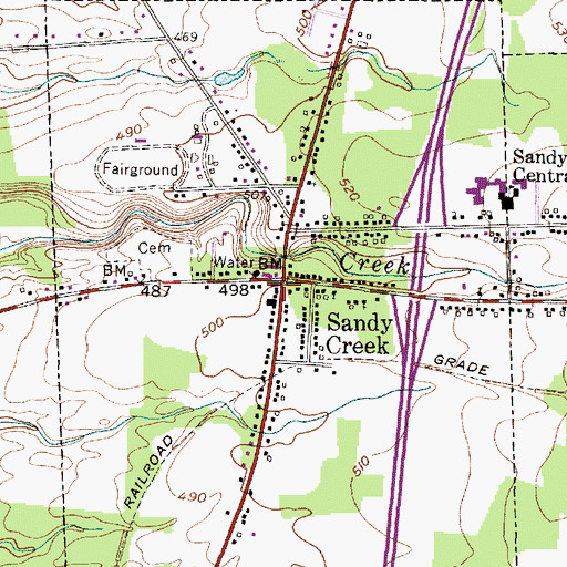 Topographic Map of Sandy Creek Post Office, NY