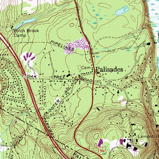Topographic Map of Palisades Post Office, NY