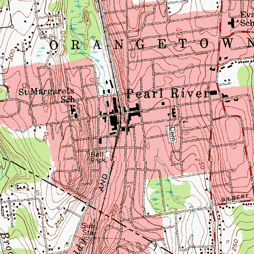 Topographic Map of Pearl River Post Office, NY