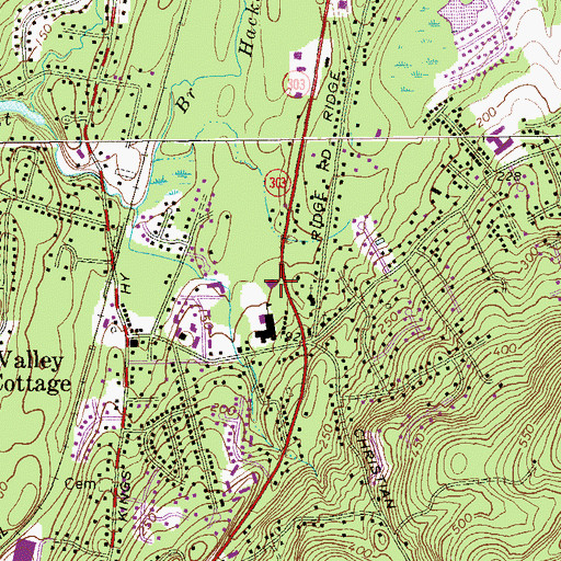 Topographic Map of Valley Cottage Post Office, NY