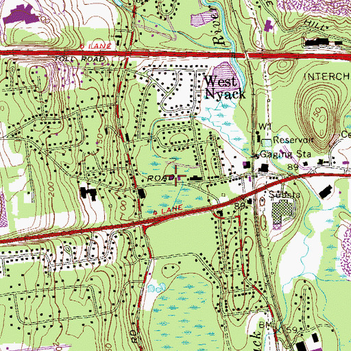 Topographic Map of West Nyack Post Office, NY