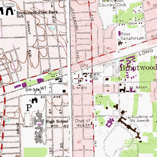 Topographic Map of Brentwood Post Office, NY