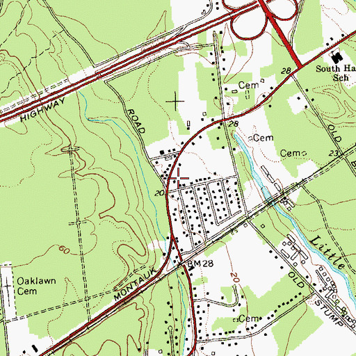 Topographic Map of Brookhaven Post Office, NY