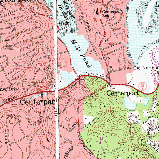 Topographic Map of Centerport Post Office, NY